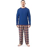 IZOD mens Long Sleeve Crewneck Top and Flannel Pants Sleep Pajama Set