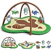 bopopo Baby Gym Play Mat, Oversize Dinosaur Claws Shaped Tummy Time Mat with 6 Detachable Baby Activity Toys, Baby Play Mat Promote Motor Skills & Sensory Development, Newborn Infant Essentials Gift