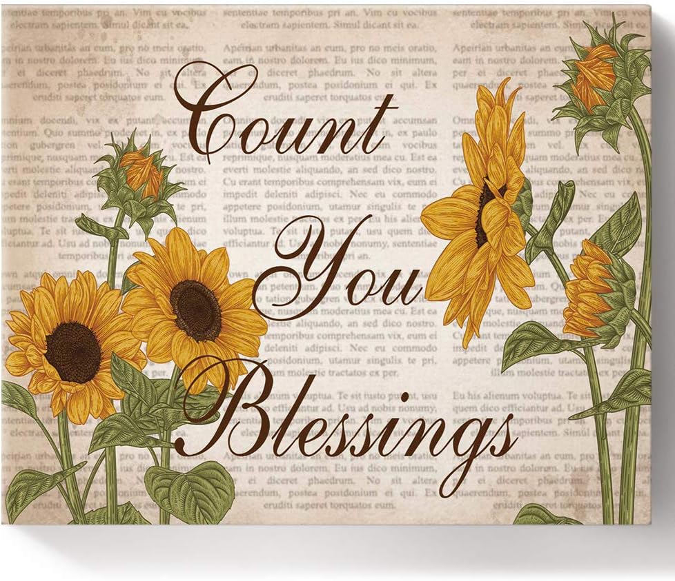 Amazon Com Babe Maps Diy Paint By Numbers Kits Vintage Sunflower Count You Blessings Canvas Oil Painting Set With Wooden Frame For Kids Adults Beginners 16x Inch