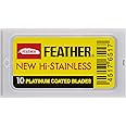 Feather Double Edge Safety Razor Blades - (50 Count) - Platinum Coated Hi-Stainless Steel Razor Blades - Fits Most Safety Raz