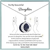 Sereney Valentines Day Gifts for Daughter, Daughter Gifts from Mom, Bonus Daughters Gifts, Silver Moon Star Necklace as Bonus Daughterr Necklaces from Mom, Step Daughterr Present from Stepmom Stepdad