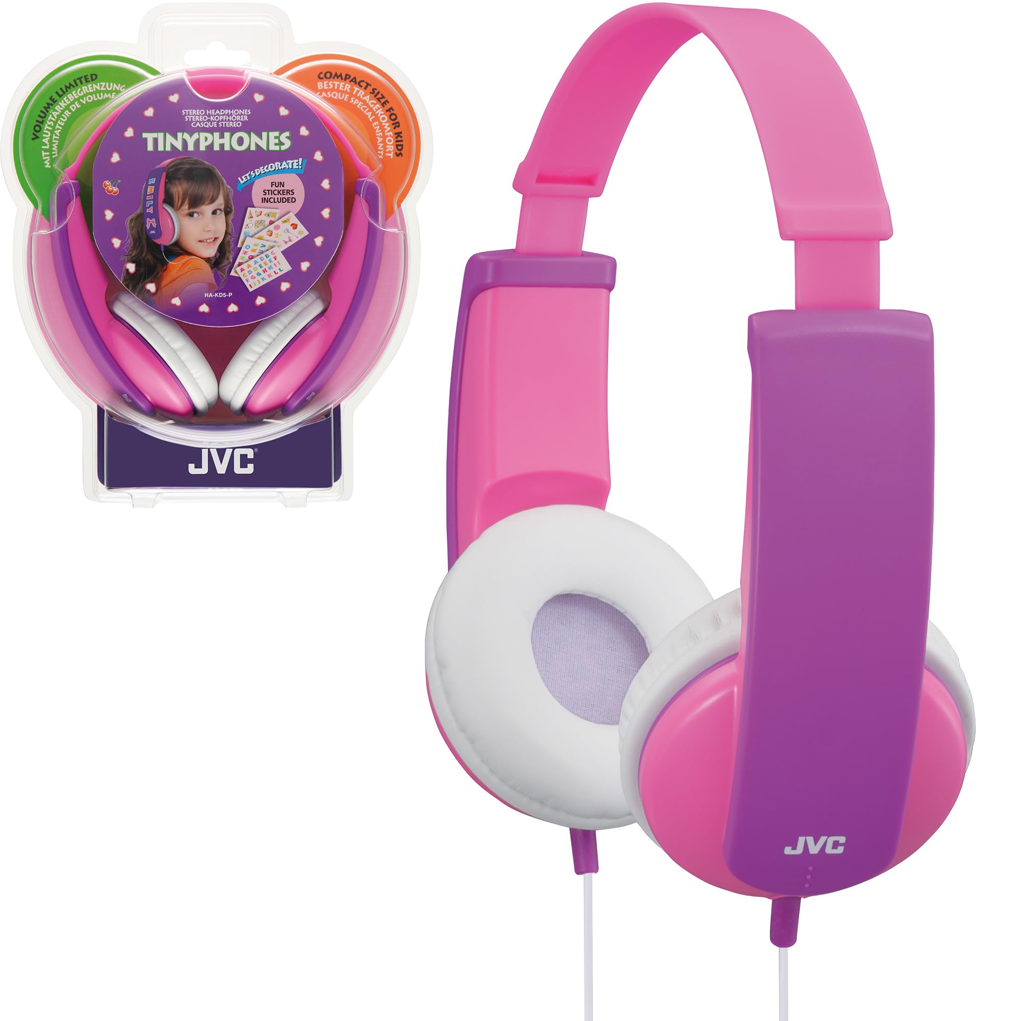 JVC Tiny Phones Kids Stereo Headphones with Volume Limiter - Pink