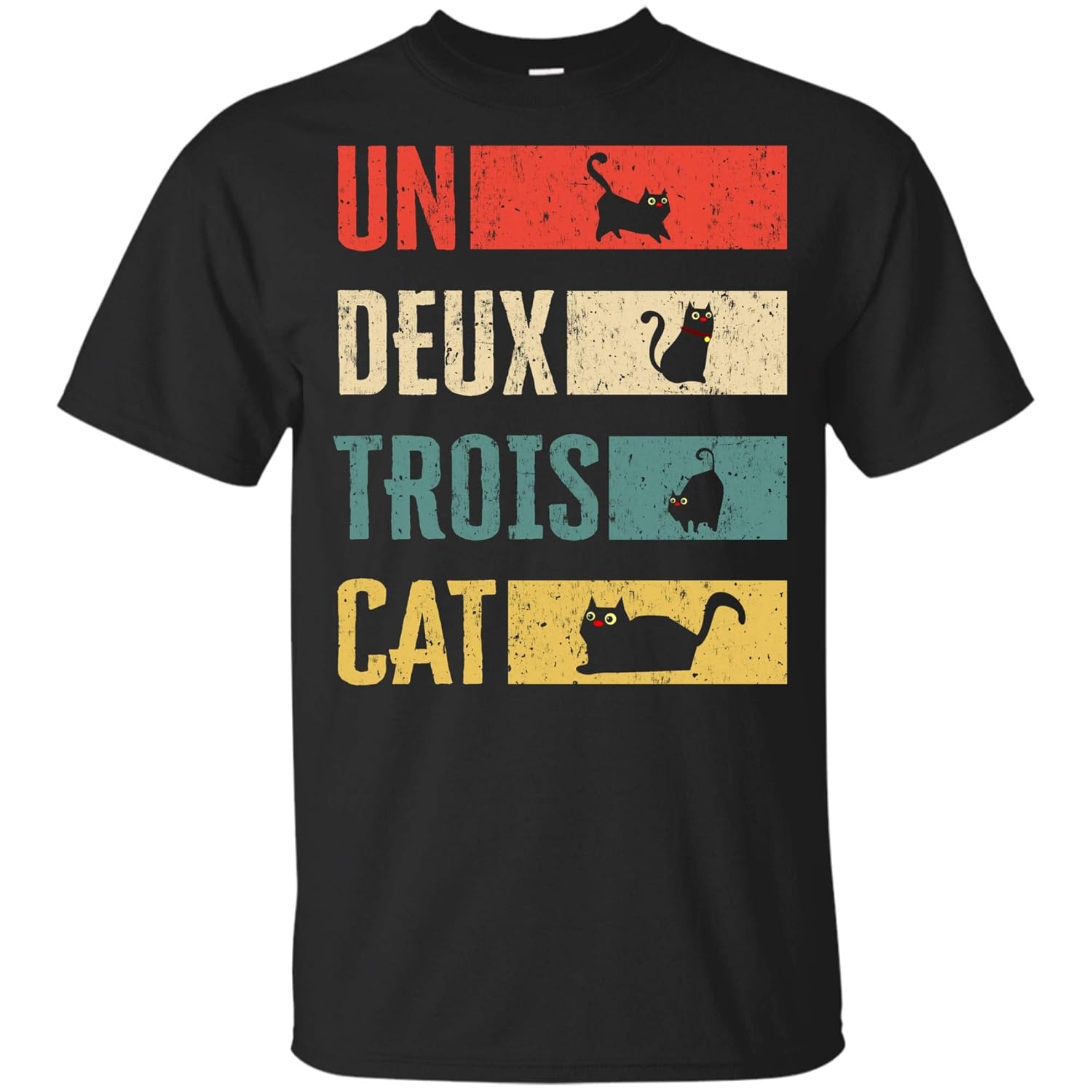 Cat Shirts Un Deux Trois Cat French Joke Vintage Cat Lover T Shirt Kitilan