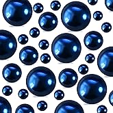 260Pcs Navy Blue Glossy Beads for Centerpiece Decor, Artifical Pearls Vase Filler, No Hole Round Pearl Beads for Wedding Birthday Christmas Party Home Decor(18mm 14mm 6mm)