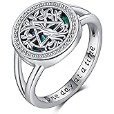YAFEINI Sobriety Gifts for Women 925 Sterling Silver AA Ring Tree of Life Rings Alcoholics Anonymous Jewelry Sober Gifts for Women Mom