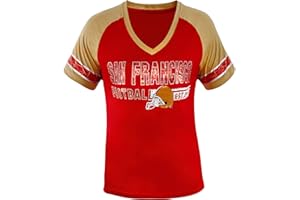 FANSAMER Womens City Football Fans Vintage Sporty V Neck Tee Shirts - Blue & Red