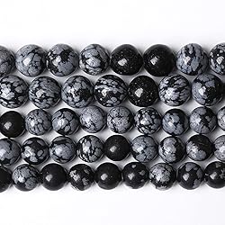 Natural Snowflake Obsidian Beads Round Loose Stone
