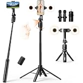 UBeesize 71" Vlogging Kit, Face Tracking Tripod, Desk Stand, Mics &amp; Light | Supports Phones &amp; Cameras,360&deg;Auto Follow,Floor-to-Desk Setup with Remote for Vlogging,Live Streaming &amp; Content Creation
