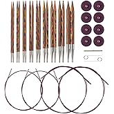 Knit Picks Options Interchangeable Rainbow Wood Circular Knitting Needle Set