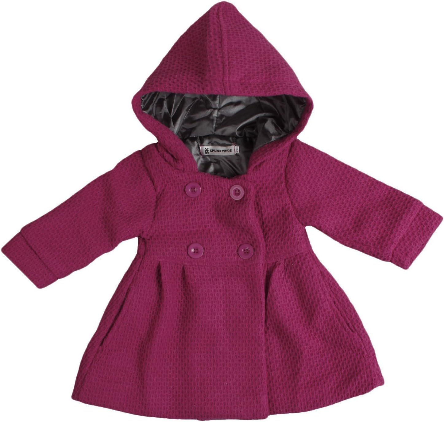 SPUNKYKIDS Baby Girl's Hooded Wool Cotton Trench Coat 12MO Rose