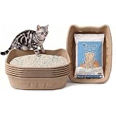 TailThrone Disposable Cat Litter Box Kit Large, 6 Pack with Tofu Litter | 95% Bamboo Fiber, Ready-to-Use Solution, Odor Control, No Liners, No Scrubbing, Leak-Resistant, Travel &amp; Multi-Cat Households