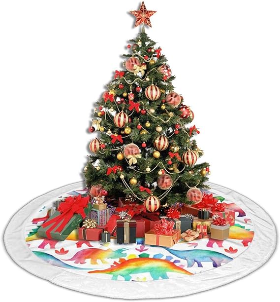 Amazon Co Jp クリスマスツリースカートrainbow Watercolour Dinosaurs 足元布 クリスマス飾り 円形 サンタクロース ツリースカート ホワイト ツリー下用 可愛い 豪華 ベースカバー オーナメント ツリースカート 飾りツリー48 下敷物 新年パーティー クリスマス雰囲気