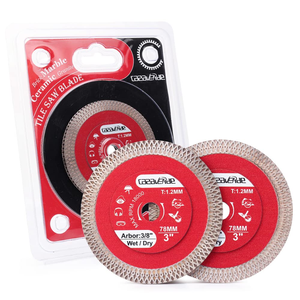 Casaverde 2 Pcs 3Inch Diamond Porcelain Saw Blades with 3/8" Arbor for Cutting Ceramic, Stone — image 1