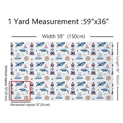 Feelyou Nautical Fabric by The Yard, Watercolor