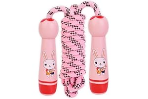 Homello Jump Rope for Kids - Wooden Handle - Adjustable Cotton Braided Fitness Skipping Rope