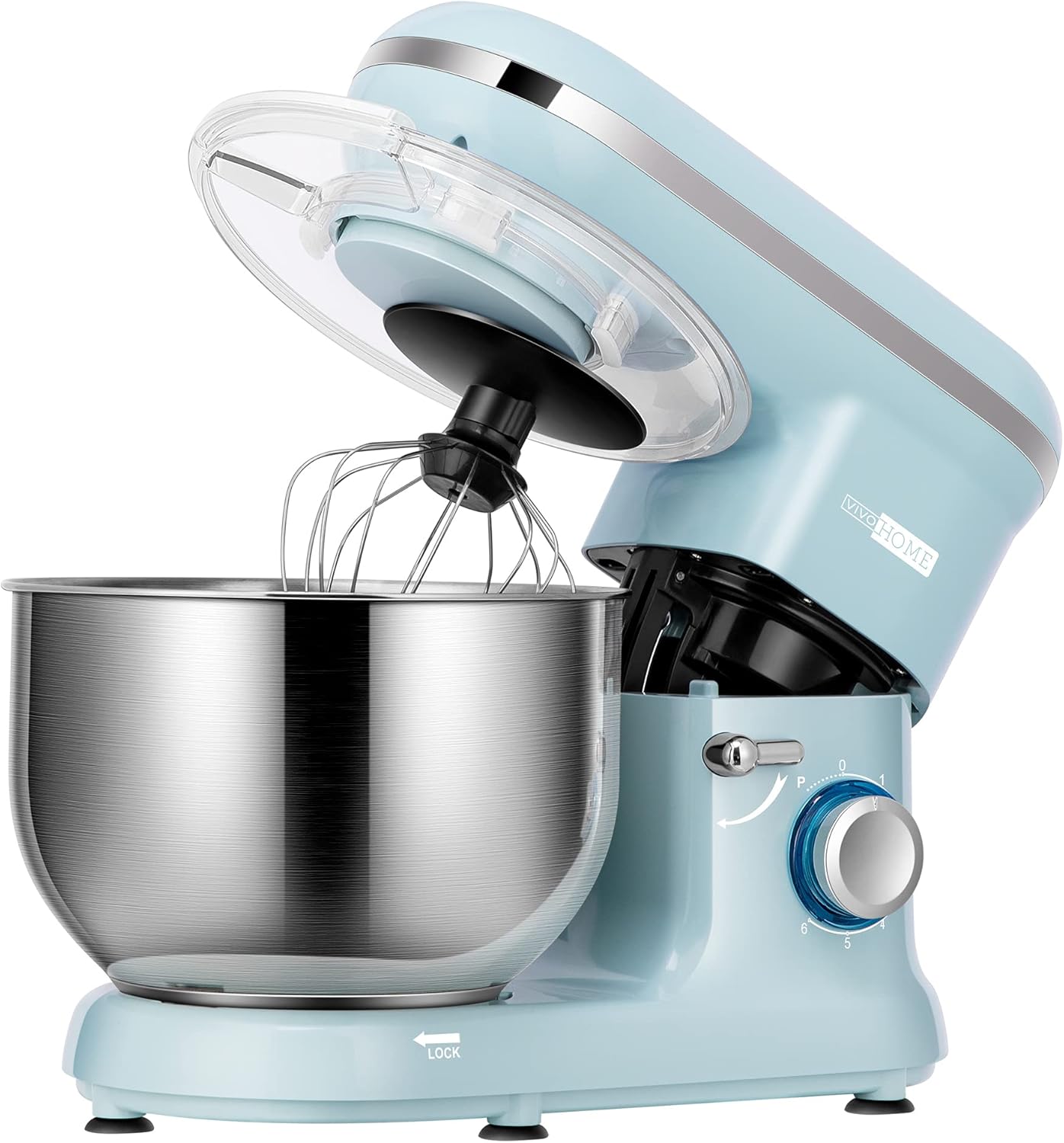 VIVOHOME Stand Mixer, 650W 6 Speed 6 Quart Tilt-Head Kitchen Electric Food Mixer with Beater, Dough Hook and Wire Whip, Blue