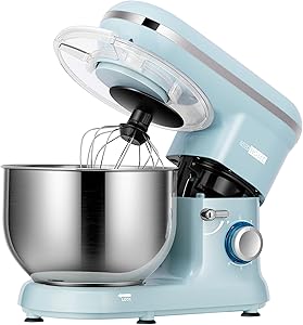 VIVOHOME Stand Mixer, 650W 6 Speed 6 Quart Tilt-Head Kitchen Electric Food Mixer with Beater, Dough Hook and Wire Whip, Blue