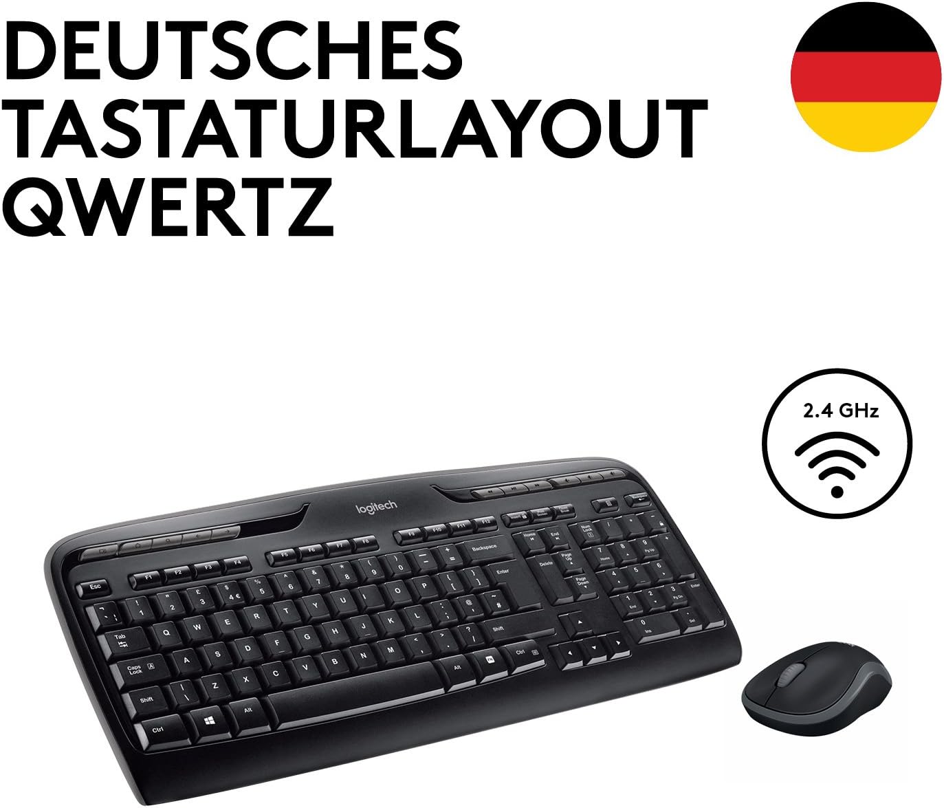 Logitech MK330 Wireless Keyboard and Mouse Combo, QWERTZ German Layout - Black, MK330 + Tastatur - Image 3
