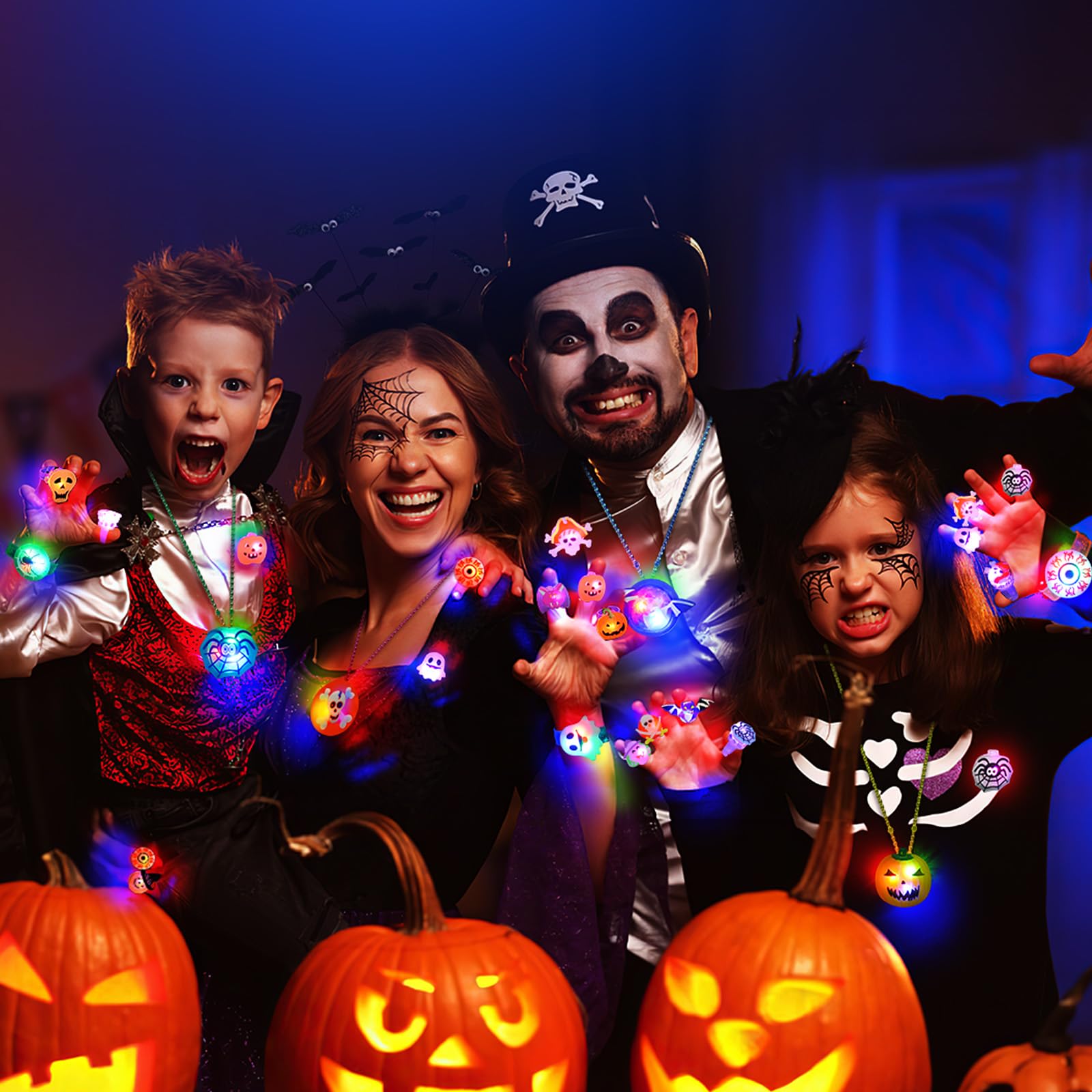 118 PCS Halloween Party Favors Bulk, 80 Rings, 14 Brooches, 12 Necklaces, 12 Bracelets,Halloween Toys for Kids, Glow in the Dark Toys, Bulk Halloween Goodie Bag Fillers, Halloween Party Supplies