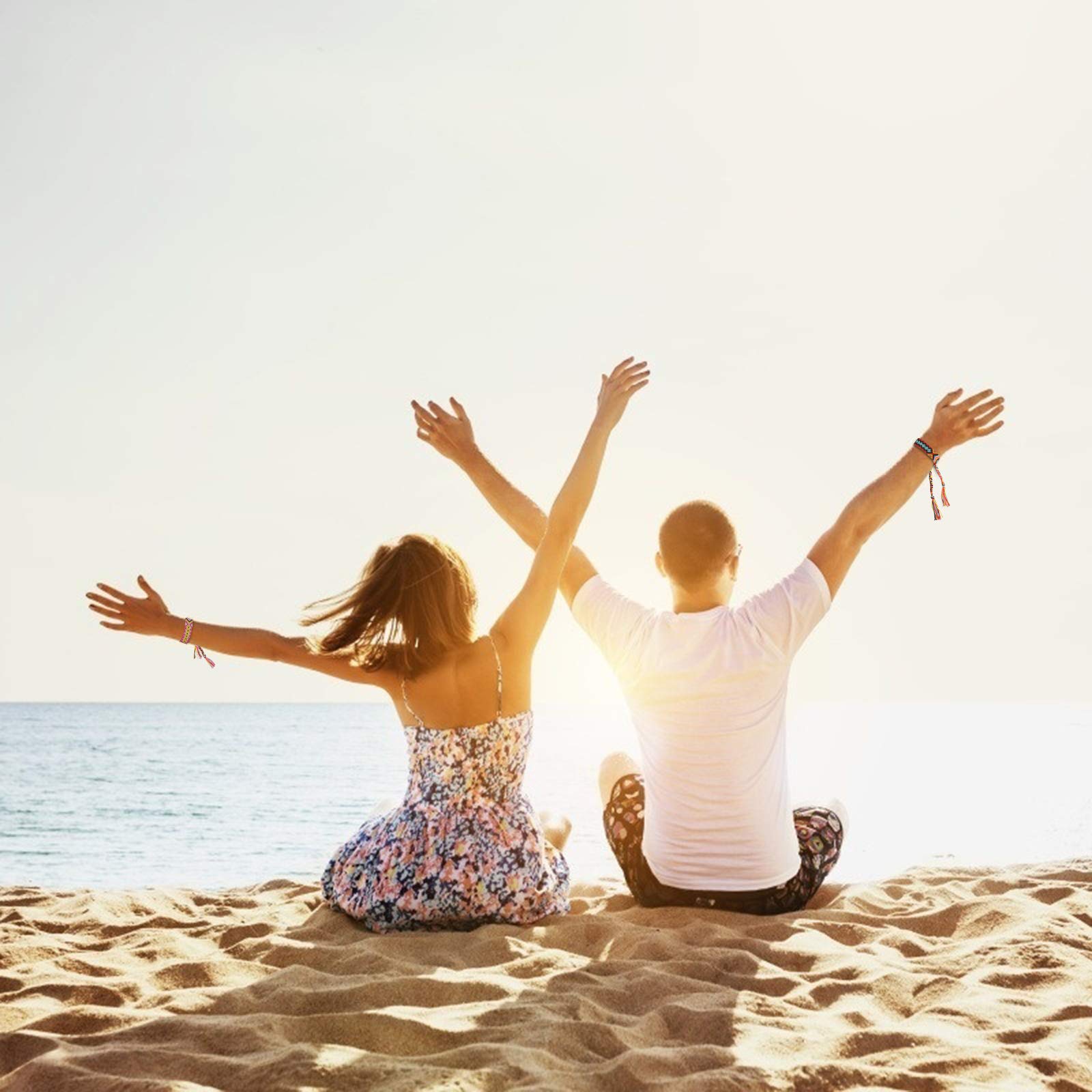 Matogle 8pcs Wrist Woven Bracelets Nepal Braided Bracelet Handmade Friendship Bracelets in Multi Colors for Girl Women Teenagers