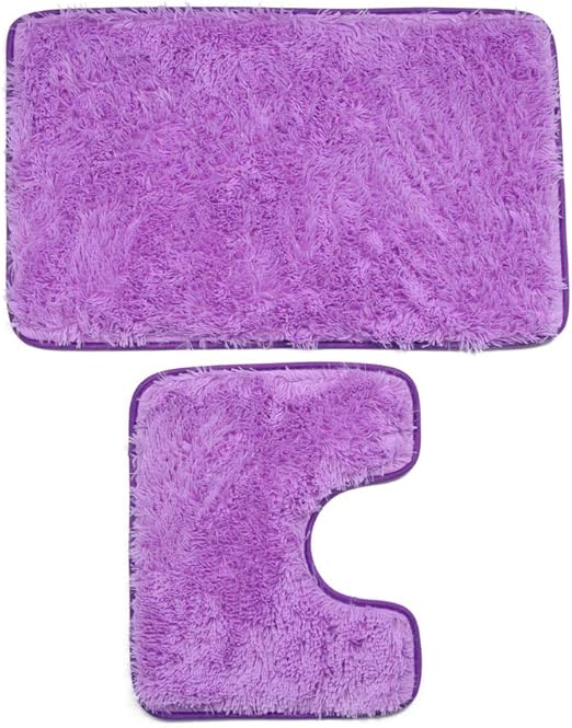 Amazon Com Bathroom Mats 2 Pcs Fashion Super Absorbent Living Room Floor Bathroom Carpet Plush Bath Mat Anti Slip Carpet Toilet Bathroom Rugs Light Purple Kitchen Dining