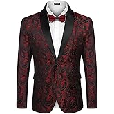 COOFANDY Mens Floral Tuxedo Jacket Paisley Shawl Lapel Suit Blazer Jacket for Dinner,Prom,Wedding