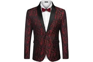 COOFANDY Mens Floral Tuxedo Jacket Paisley Shawl Lapel Suit Blazer Jacket for Dinner,Prom,Wedding