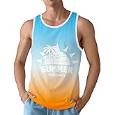 Mens Beach Tank Tops Sleeveless Shirts for Men Summer American Flag Print Graphic Mens Workout Gym Shirts Palm Tree Tops