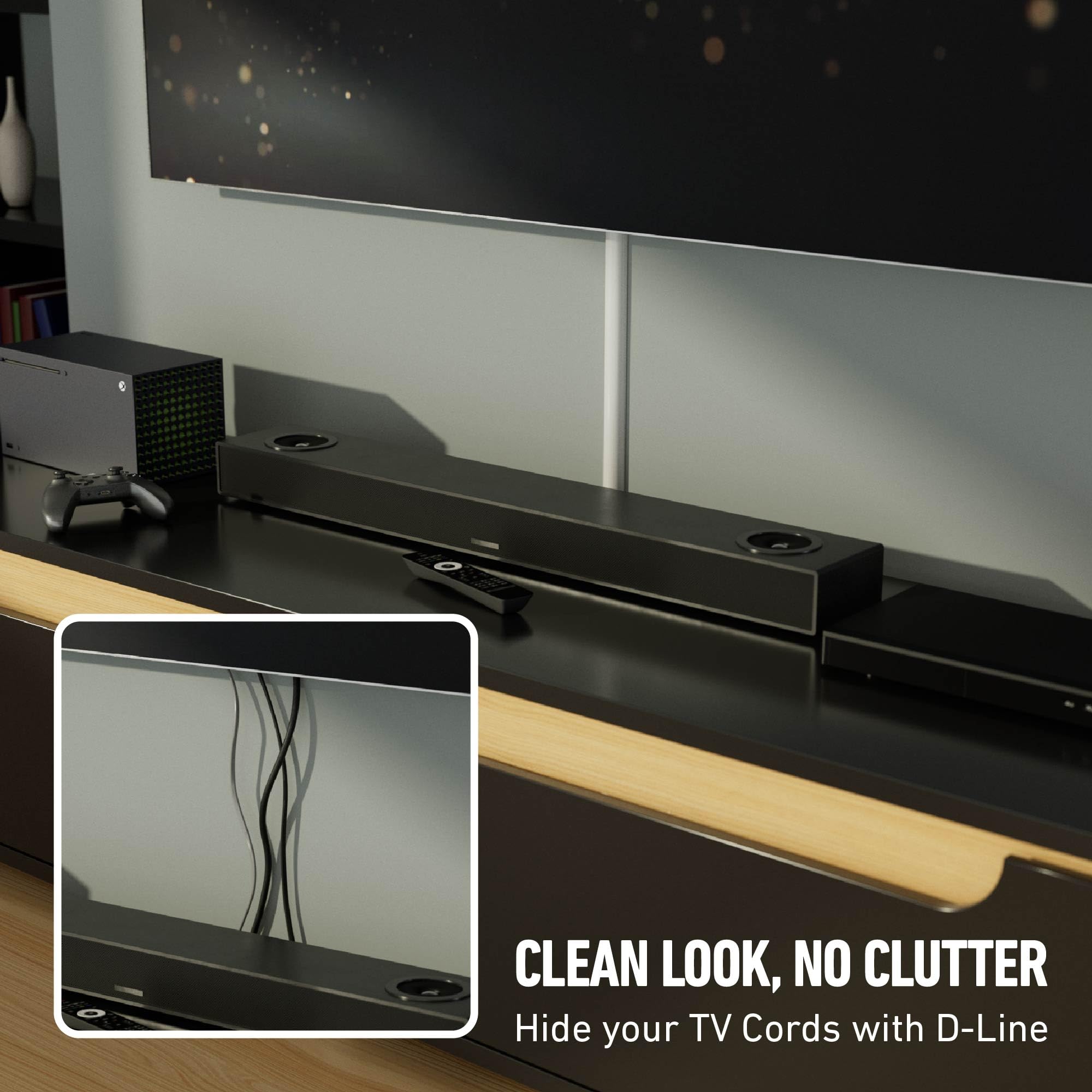 D-Line Cable Raceway On-Wall Cord Cover | 1D3015W | Surface Mount Electrical Channel to Hide and Conceal Cords, Cables, and Wires | White, Paintable