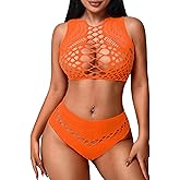 Avidlove Womens Fishnet Lingerie for Women Sexy Two Piece Lingerie Set Stripper Outfit