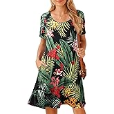 BELAROI Womens Plus Size Casual Dresses Summer Tshirt Dress Swing Short Sleeve Vacation Beach Coverup