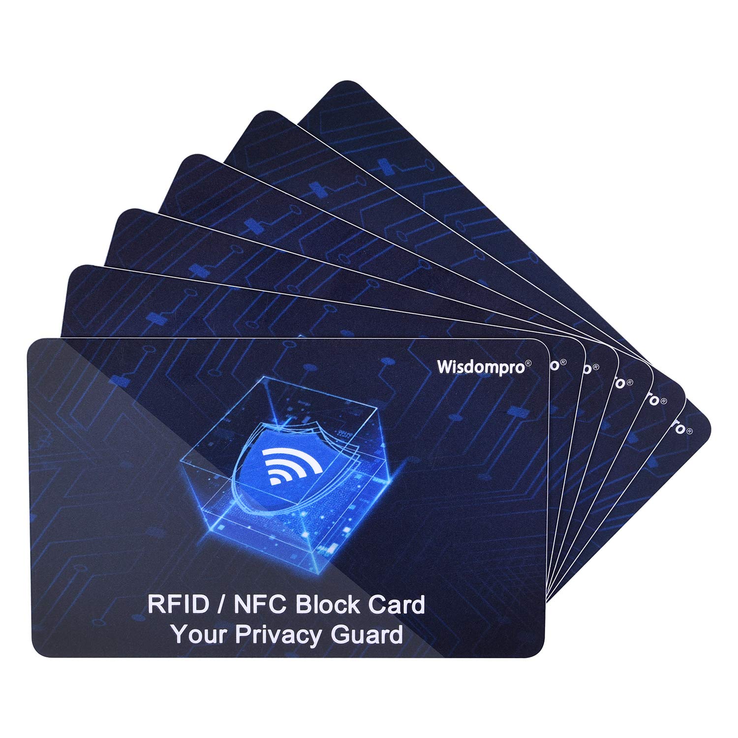 wisdompro 6-Pack RFID/NFC Blocking Cards, Credit Card Protector, Contactless Card Protection, RFID Card Blocker for Debit Cards, ID Cards, Passport, Wallet & Purse Shield - Blue