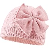 JANGANNSA Winter Warm Knitted Baby Hat for Girls Cotton Lined Infant Toddler Hat Autumn Cute Bow Classic Girls Beanie 0-6Y