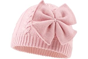 JANGANNSA Winter Warm Knitted Baby Hat for Girls Cotton Lined Infant Toddler Girls Hat Autumn Cute Bow Classic Girls Beanie 0-6Y