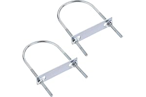 uxcell Round U-Bolts 2 Sets 2.99"(76mm) Inner Width 150mm Length Steel M6 with Nut, Plate, Washer