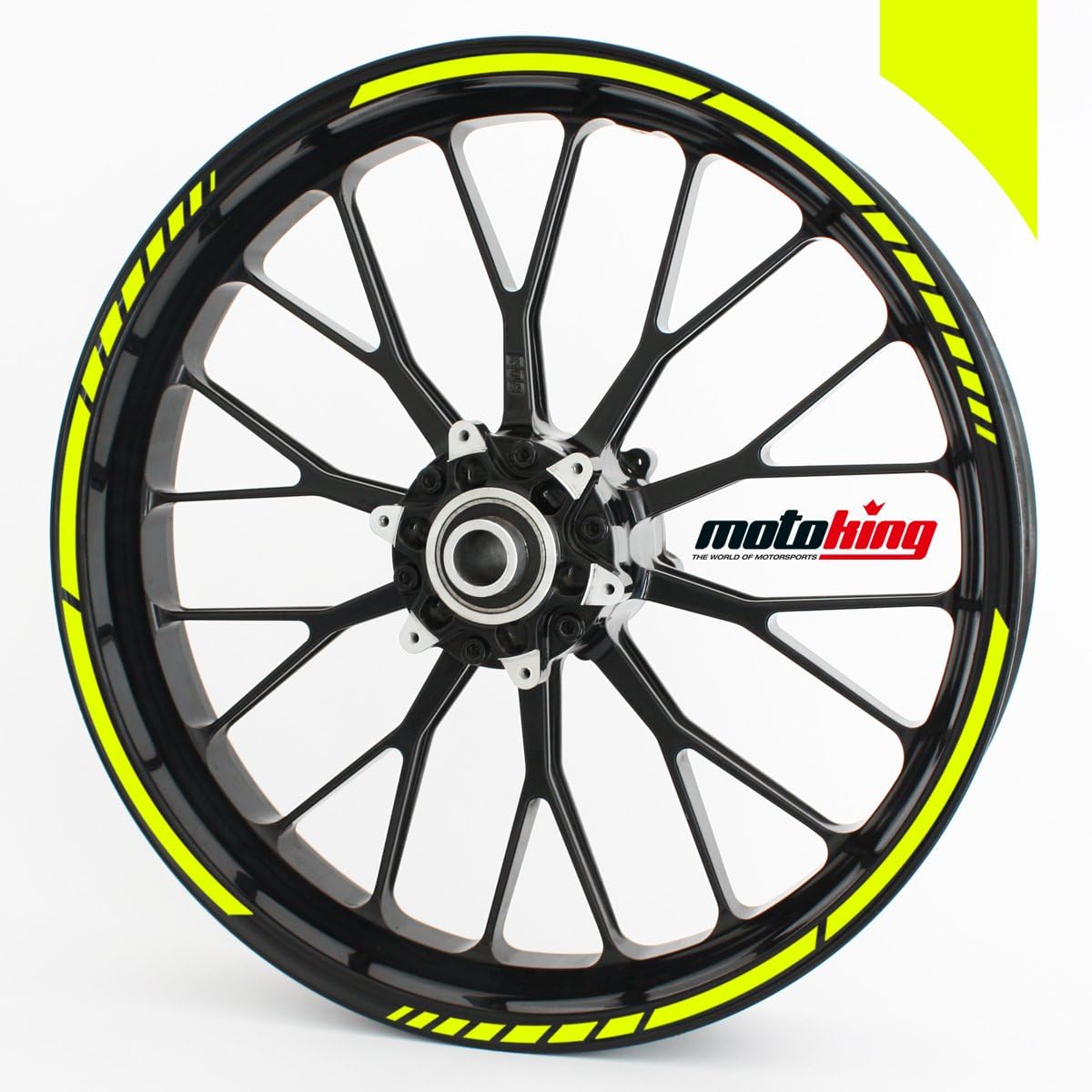 Motoking GP wheel rim sticker for 10", 11", 12", 13" and 14" Motorcycle & Car Wheels - colour selectable - neon yellow