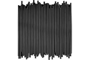 HWOJJHA EHH Disposable Drinking Straws 7.4 Inches Long - Standard Size (black, 250)