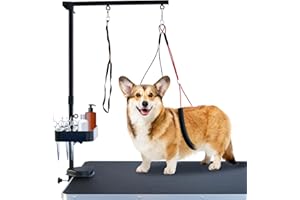 SHELANDY Pet Grooming arm with clamp for Large and Small Dogs - 35 inch Height Adjustable and Free Two No Sit Haunch Holder,Black