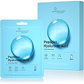 VIABEAUTY 8 Pack Hyaluronic Acid Face Mask with Peptides Complex - Deep Hydrating &amp; Brightening Facial Sheet Mask - Moisturizing Face Masks Skincare Facial Sheets for All Skin Types
