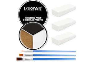 BEFIVECOK Black White Metallic Brown Face & Body Paint - Blendable Facepaint Foundation with Sponge & Brush for Skin, Professional Halloween Face Make-up Kit for Cat Deer Cheetah Leopard Tiger Lion Costume