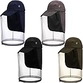 Bunnycool 4 Pcs Mosquito Net Hat Operator Cap with Mosquito Net Safari Mesh Hat Sun Proaction Baseball Cap with Ultra Large Long Extra Fine Holes for Men Women Camping Hiking Fishing Gardening Outdoor