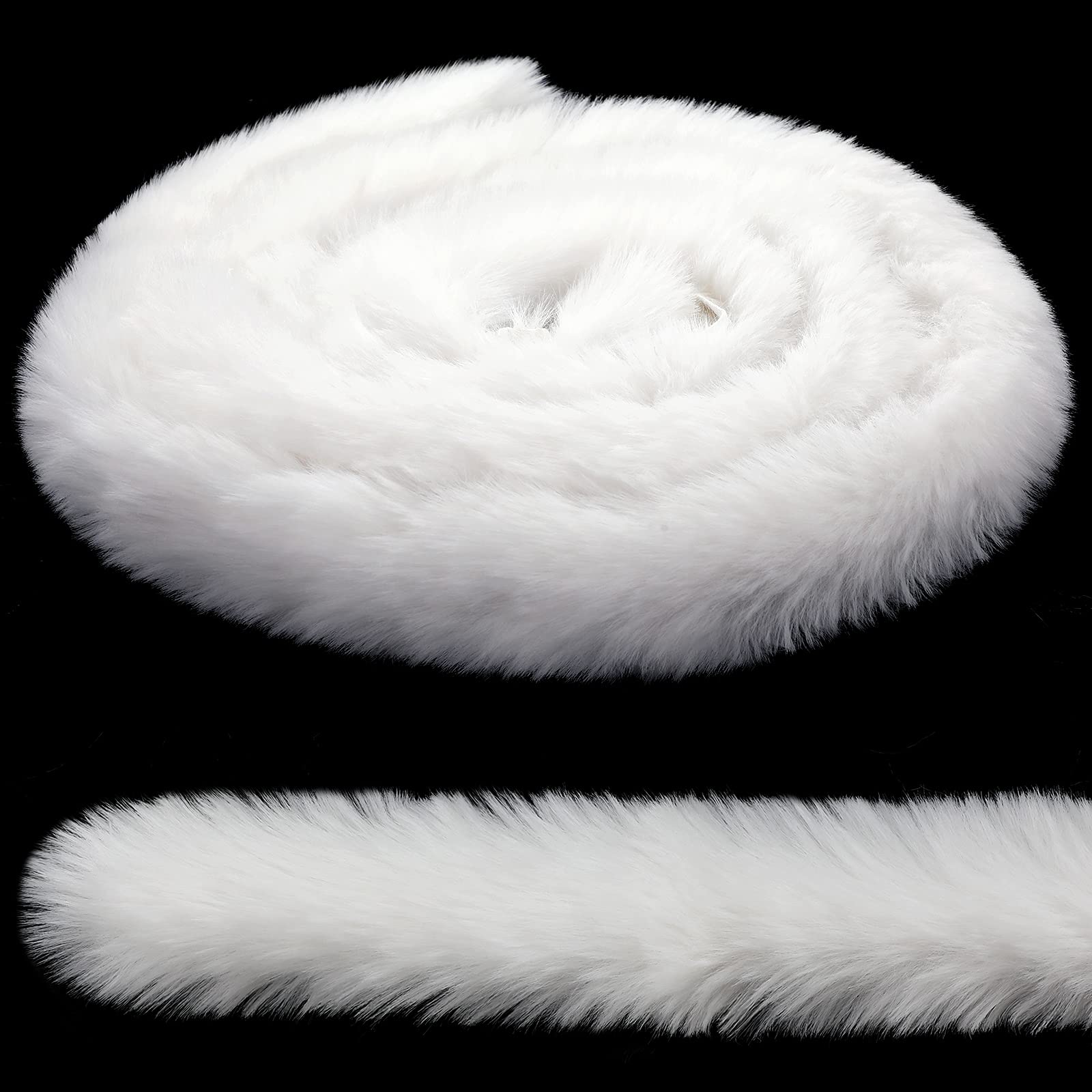 Photo 1 of White Faux Fur Trim Ribbon Christmas Trimming Furry Ribbon Fur Garland Trim for Christmas Tree Garlands Party Decor Holiday Santa Costume DIY (1.18 Inch x 9.84 Yards)(1.97 Inch x 29.5 Feet)