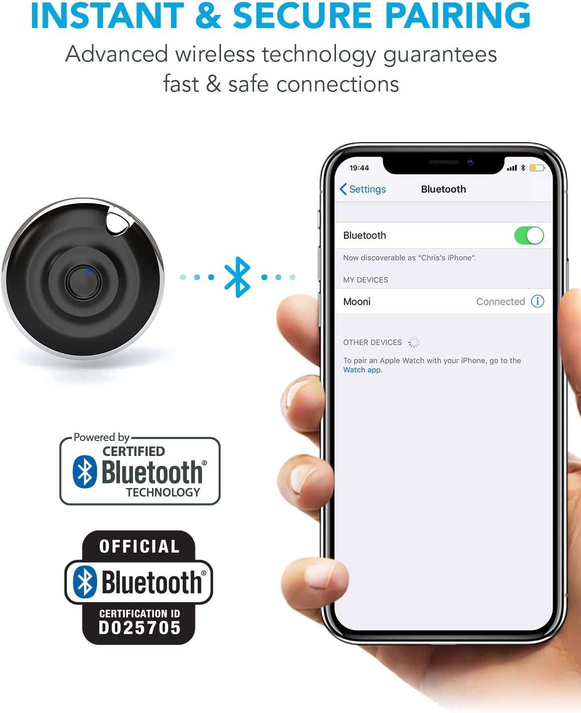 Premium 5-in-1 Bluetooth Selfie Remote Control Camera Shutter for iPhone 11 10 XR XS X 8 7 6 5, Samsung Galaxy S10 S9 S8 S7 S6 S5 & Most Androids - Long 30ft Range - No Apps, No Downloads, No Hassle: Camera & Photo
