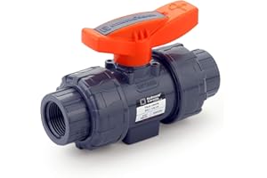 HYDROSEAL Kaplan 3/4” PVC True Union Ball Valve Threaded (NPT) with Full Port, ASTM F1970, EPDM O-Rings and Reversible PTFE Seats (3/4'')