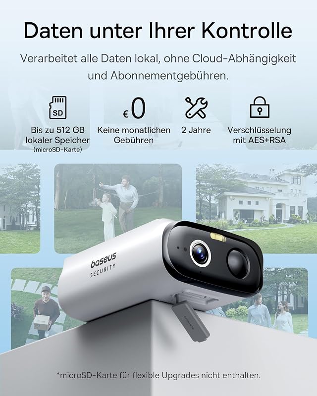Security S1 Lite Solocam Überwachungskamera Aussen Solar Akku WLAN, IP67 Wetterfest, Kamera Überwachung Kabellos Außen 2K 135°, Farbnachtvision, Keine Gebühren, Kompatibel mit Alexa & Google