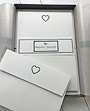 Writing Paper Gift Set with Heart Design from Wagtail Designs in a Lovely Black Box with Ribbon (18 Sheets and 18 envelopes)