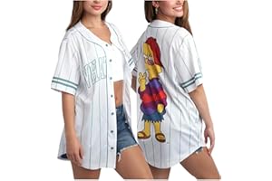 The Simpsons Women's Baseball Jersey - Novelty Fashion Lisa Simpson Whatever Vintage Shirt - Jersey Top for Women (S-XL)
