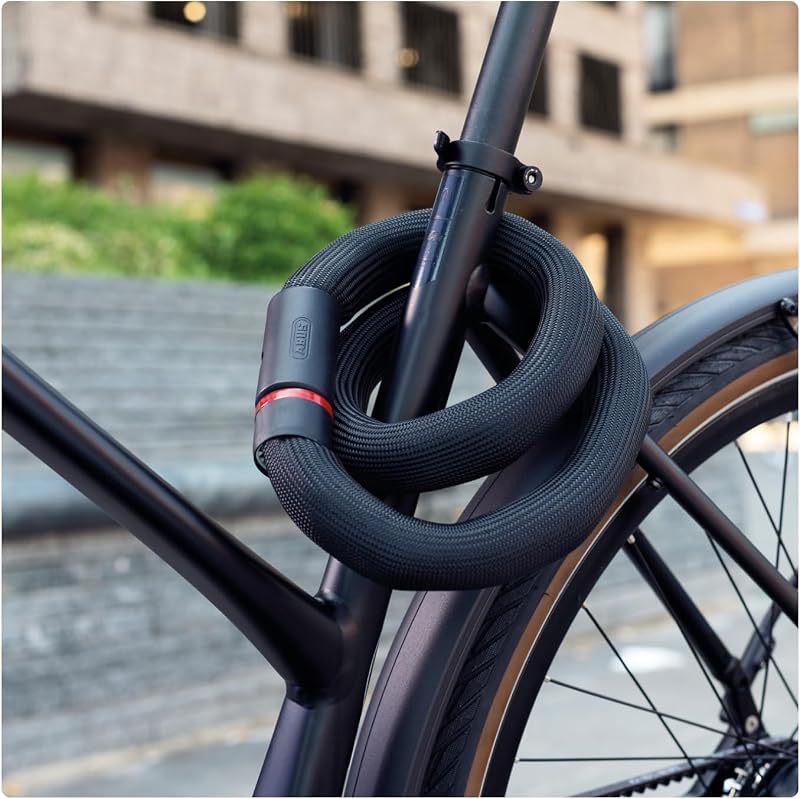 Kettenschloss Goose Lock – biegsames, klapperfreies Fahrradschloss aus gehärtetem Stahl – 6 mm stark – 110 cm lang – mit Schlüssel – Schwarz