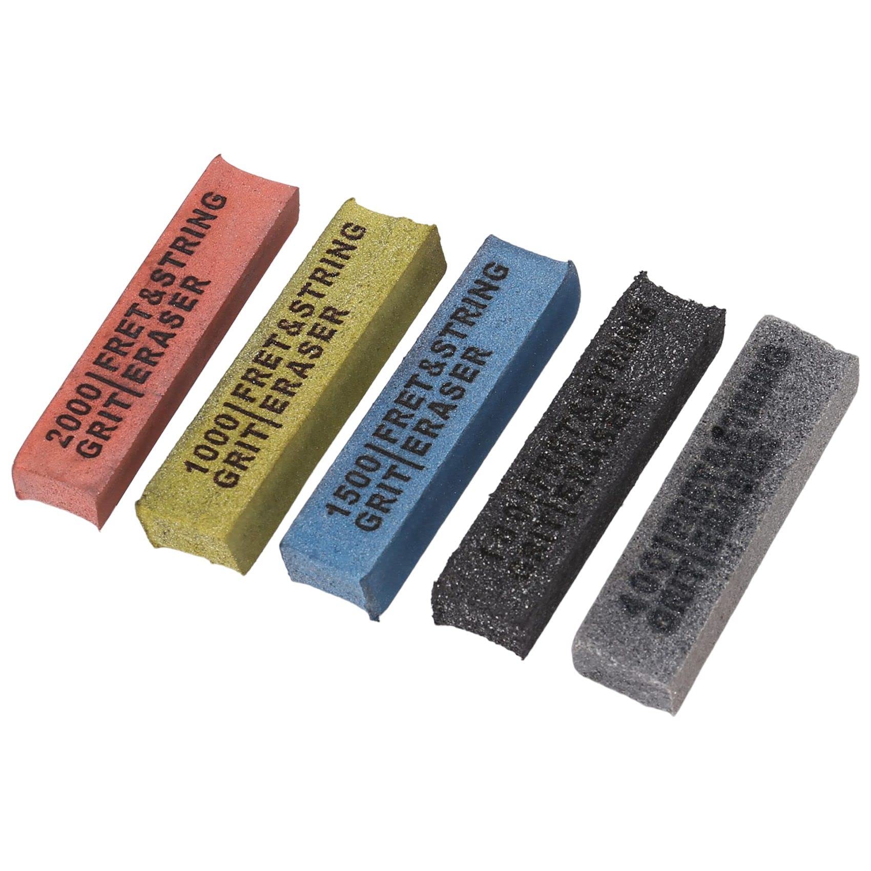 Hopbucan 5Pack Fret Erasers - Guitar Fret Polishing Cleaner & String Cleaner (180/400/1000/1500/2000 Grit)