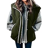 SHEWIN Puffer Vest Causal Sleeveless Quilted Jackets Zip Up Outerwear Vests Womens Fall Fashion 2024
